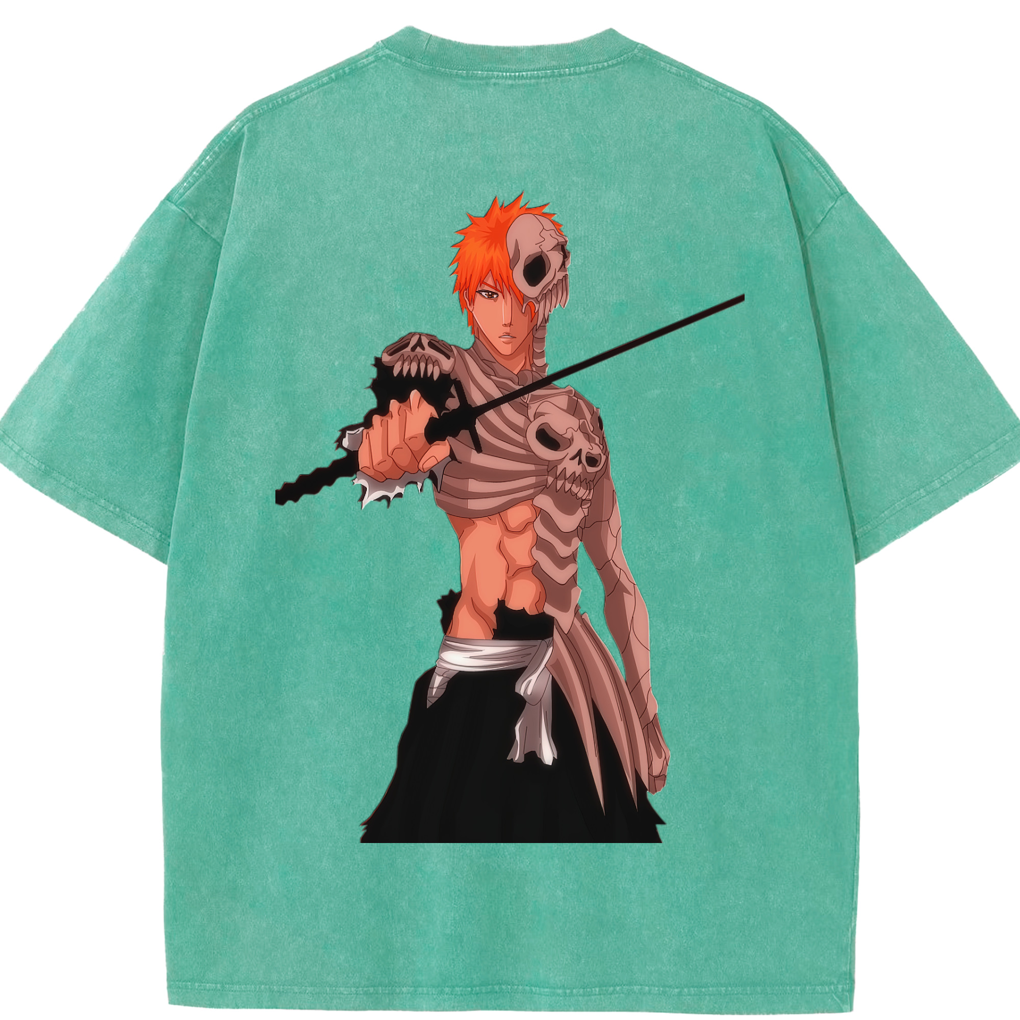 （画像用） ブリーチ 黒崎一護（くろさき いちご）BLEACH Kurosaki Ichigo 綿100% ヴィンテージ風 半袖Tシャツ（背面プリント）